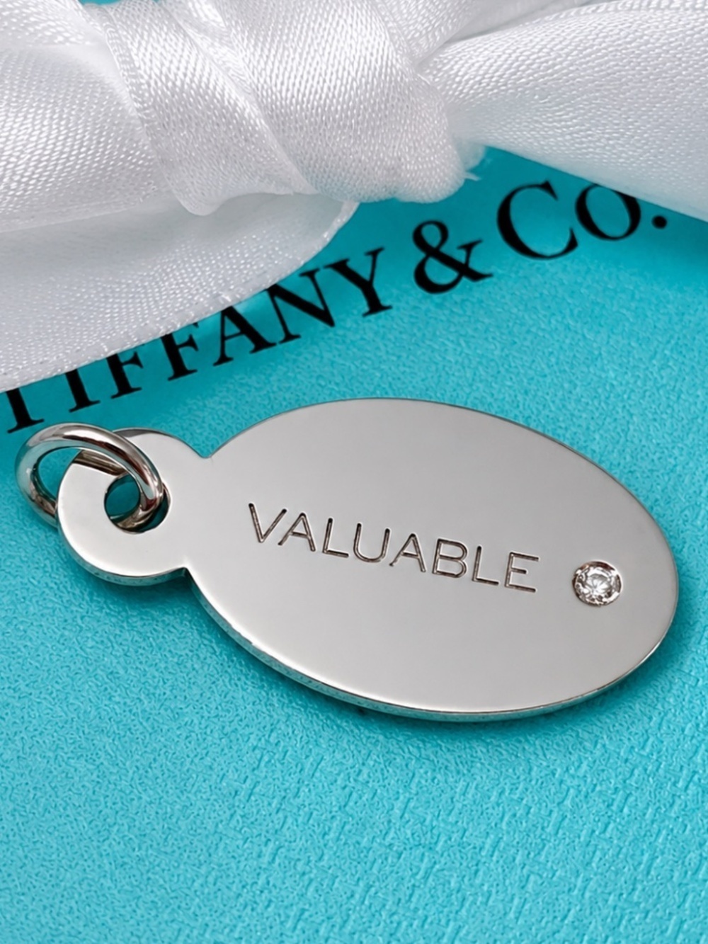 Tiffany & Co diamond oval disk VALUABLE charm 925 unused w/box limited w/ box